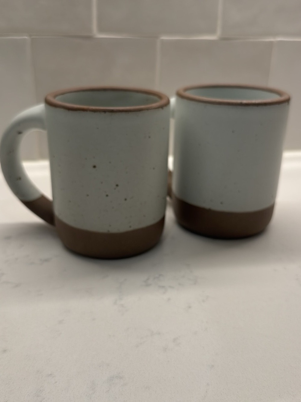 East Fork Two-Tone Ceramic Mugs in Eggshell with Brown Base (Set of 2)
